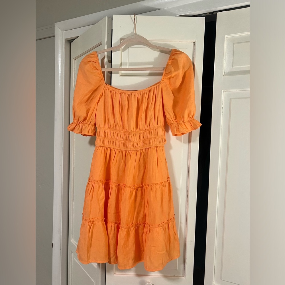 Francesca’s Orange Puff Sleeve Dress